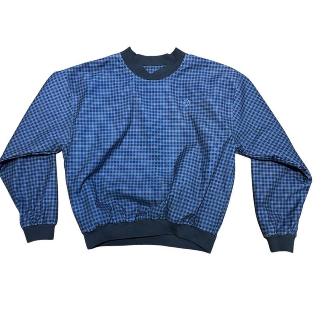 George Strait Mens Size Small Blue Checkered Men's Pullover Windshirt